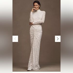 Ronny Kobo Scorpio Ruched Lace Maxi Dress